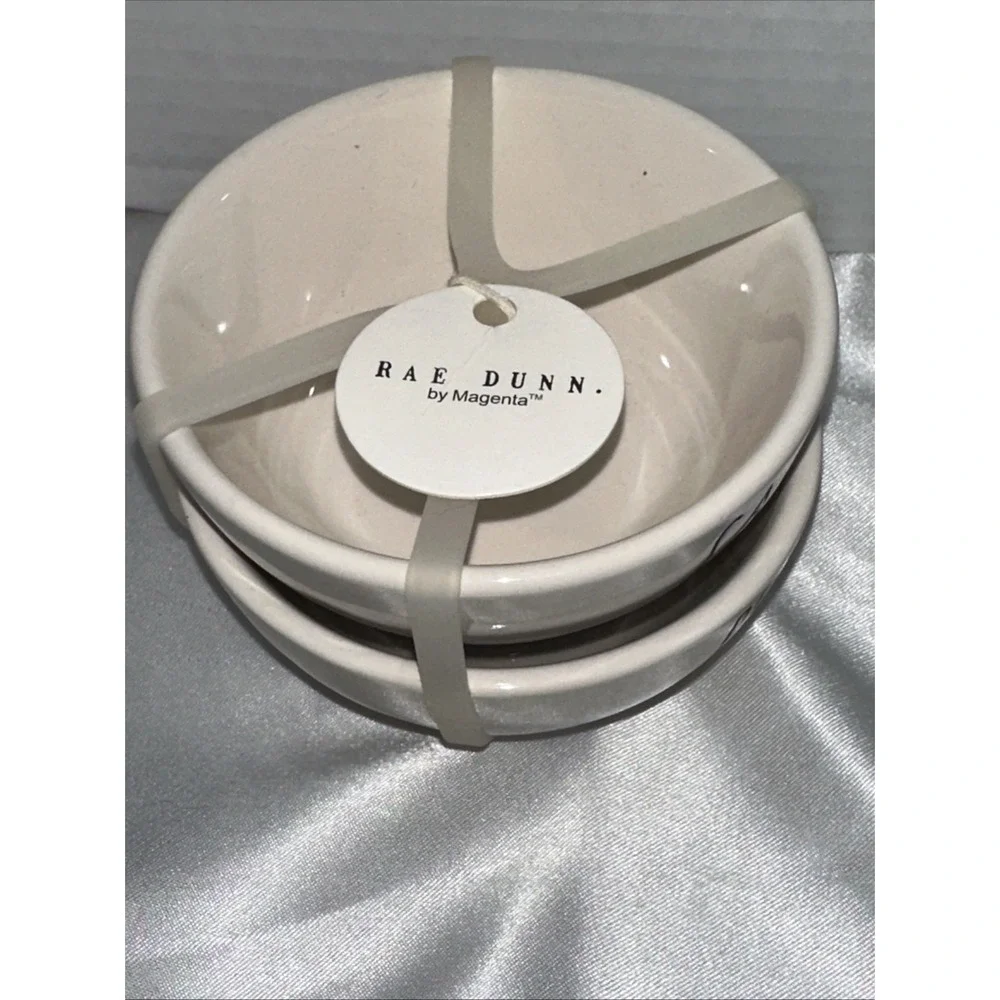Rae Dunn Salt and Pepper Cellar Bowls Set Cream Ceramic Artisan Collection NEW